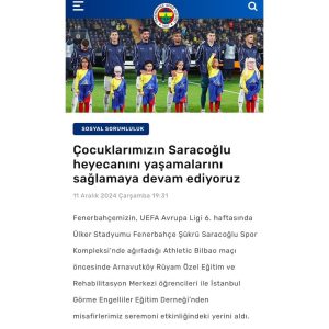 Seremoni etkinliğimizin fenerbahce.org sitesindeki haberi
